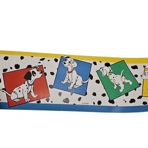Vintage Disney 101 Dalmatians Border Wallpaper 90s Yellow Blue Red